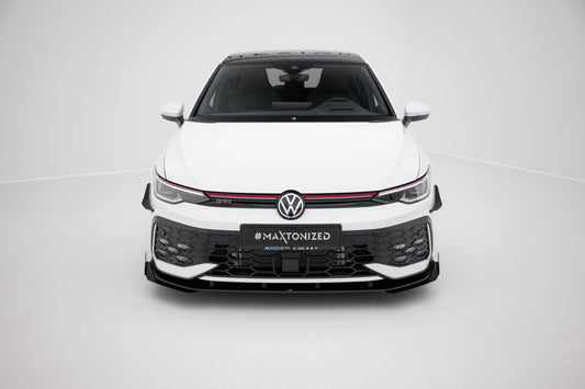 Frontlippen Flaps passend für VW Golf GTI / GTE / R-Line Mk8 FL schwarz Hochglanz