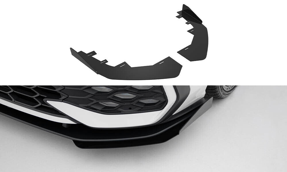Frontlippen Flaps passend für VW Golf GTI / GTE / R-Line Mk8 FL schwarz Hochglanz