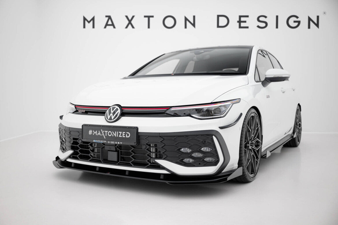 Frontlippen Flaps passend für VW Golf GTI / GTE / R-Line Mk8 FL schwarz Hochglanz