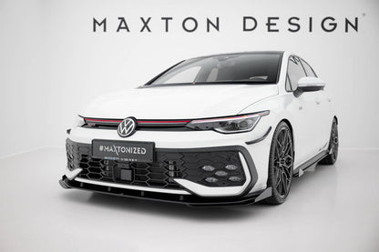 Frontlippen Flaps passend für VW Golf GTI / GTE / R-Line Mk8 FL schwarz Hochglanz