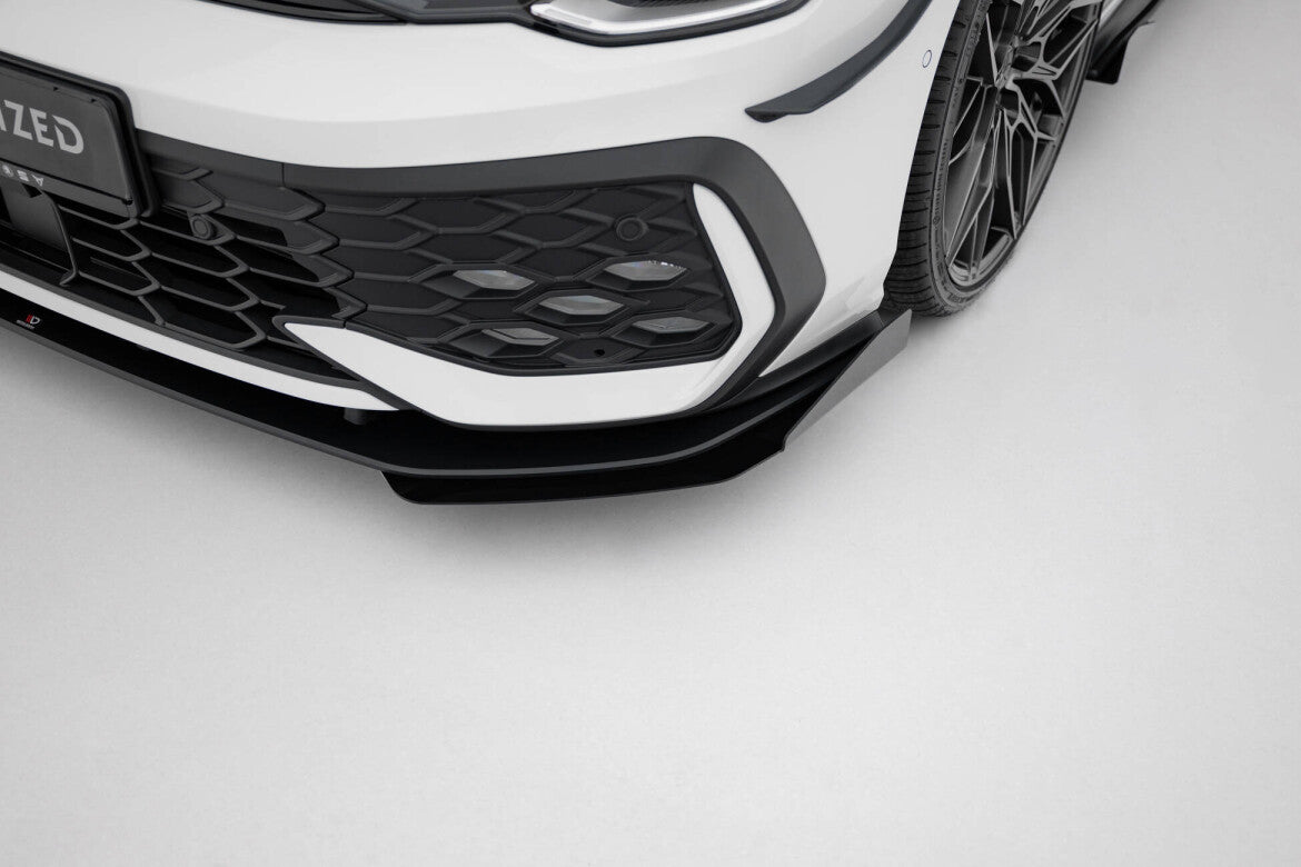 Frontlippen Flaps passend für VW Golf GTI / GTE / R-Line Mk8 FL schwarz Hochglanz