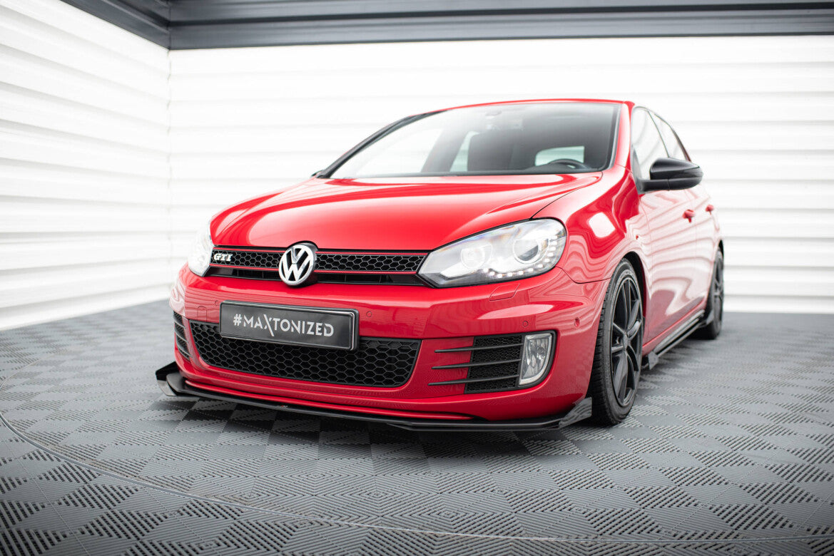 Frontlippen Flaps passend für VW Golf GTI Mk6 schwarz Hochglanz