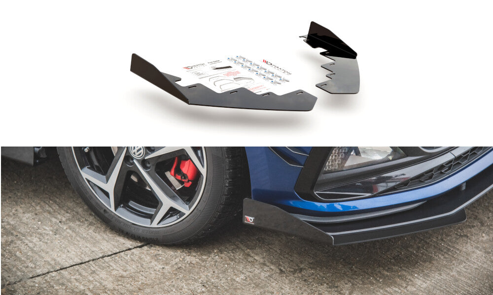 Frontlippen Flaps passend für VW Polo GTI Mk6 schwarz Hochglanz