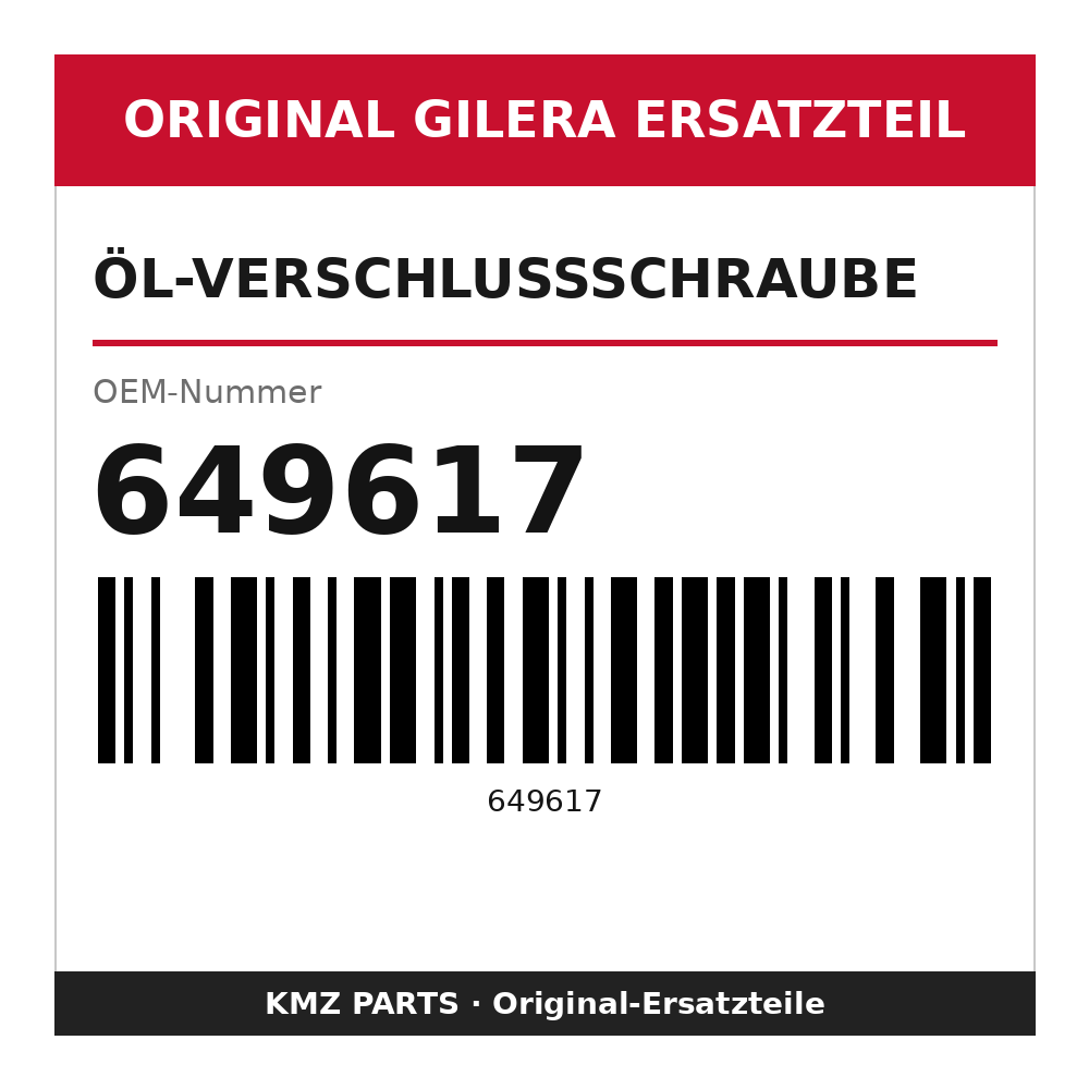 Gilera Öl-Verschlussschraube 649617