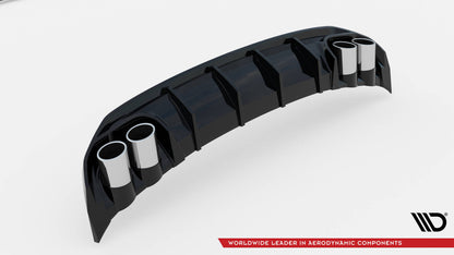 Heckansatz Diffusor + Endrohre chrom passend für Audi A3 S-Line Limousine 8Y schwarz Hochglanz