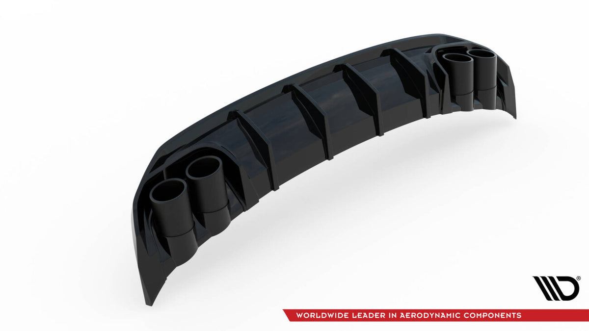 Heckansatz Diffusor + Endrohre chrom passend für Audi A3 S-Line Sportback 8Y schwarz Hochglanz