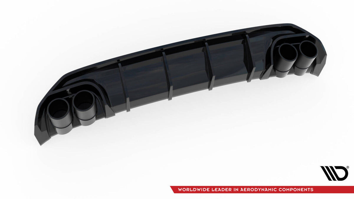 Heckansatz Diffusor + Endrohre chrom passend für Audi A3 S-Line Sportback 8Y schwarz Hochglanz