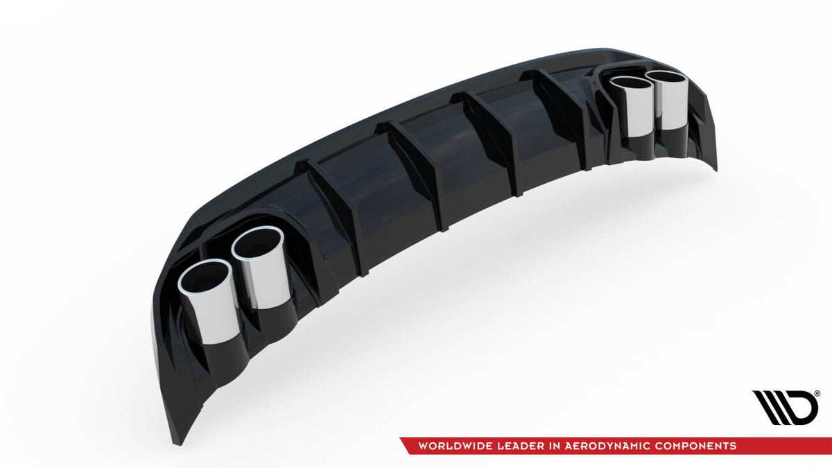 Heckansatz Diffusor + Endrohre chrom passend für Audi A3 S-Line Sportback 8Y schwarz Hochglanz