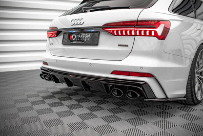 Heckansatz Diffusor + Endrohre chrom passend für Audi A6 S-Line / S6 C8 / C8 FL schwarz Hochglanz