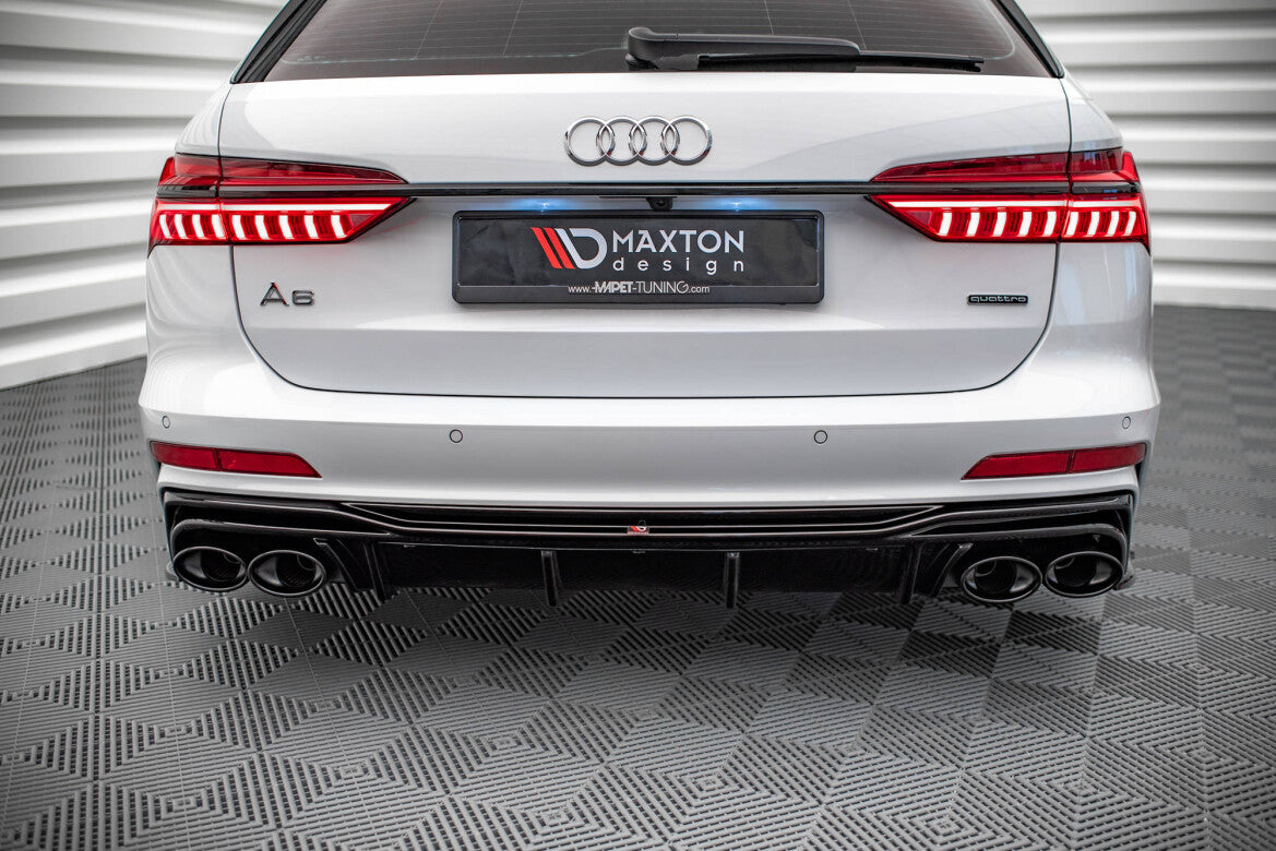 Heckansatz Diffusor + Endrohre chrom passend für Audi A6 S-Line / S6 C8 / C8 FL schwarz Hochglanz