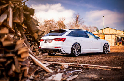 Heckansatz Diffusor + Endrohre chrom passend für Audi A6 S-Line / S6 C8 / C8 FL schwarz Hochglanz