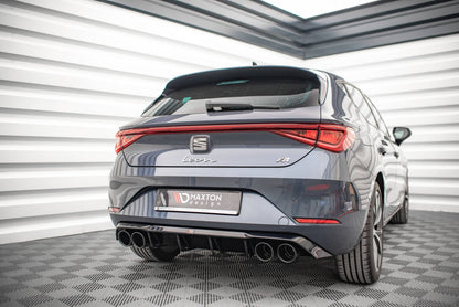 Heckansatz Diffusor + Endrohre chrom passend für Seat Leon FR Hatchback Mk4 schwarz Hochglanz