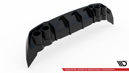 Heckansatz Diffusor + Endrohre chrom passend für Seat Leon FR Hatchback Mk4 schwarz Hochglanz