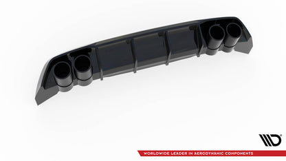Heckansatz Diffusor + Endrohre chrom passend für Seat Leon FR Hatchback Mk4 schwarz Hochglanz