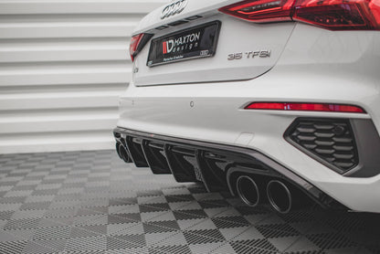 Heckansatz Diffusor + Endrohre passend für Audi A3 S-Line Sportback 8Y