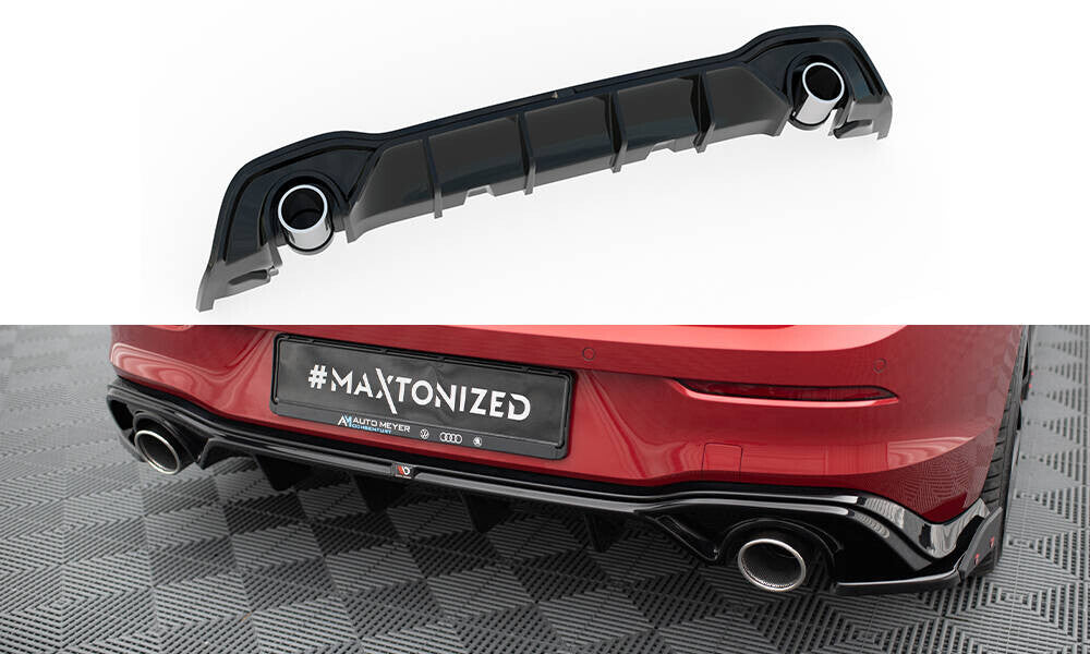 Heckansatz Diffusor + Endrohre passend für VW Golf GTE / R-Line Mk8 / Mk8 FL