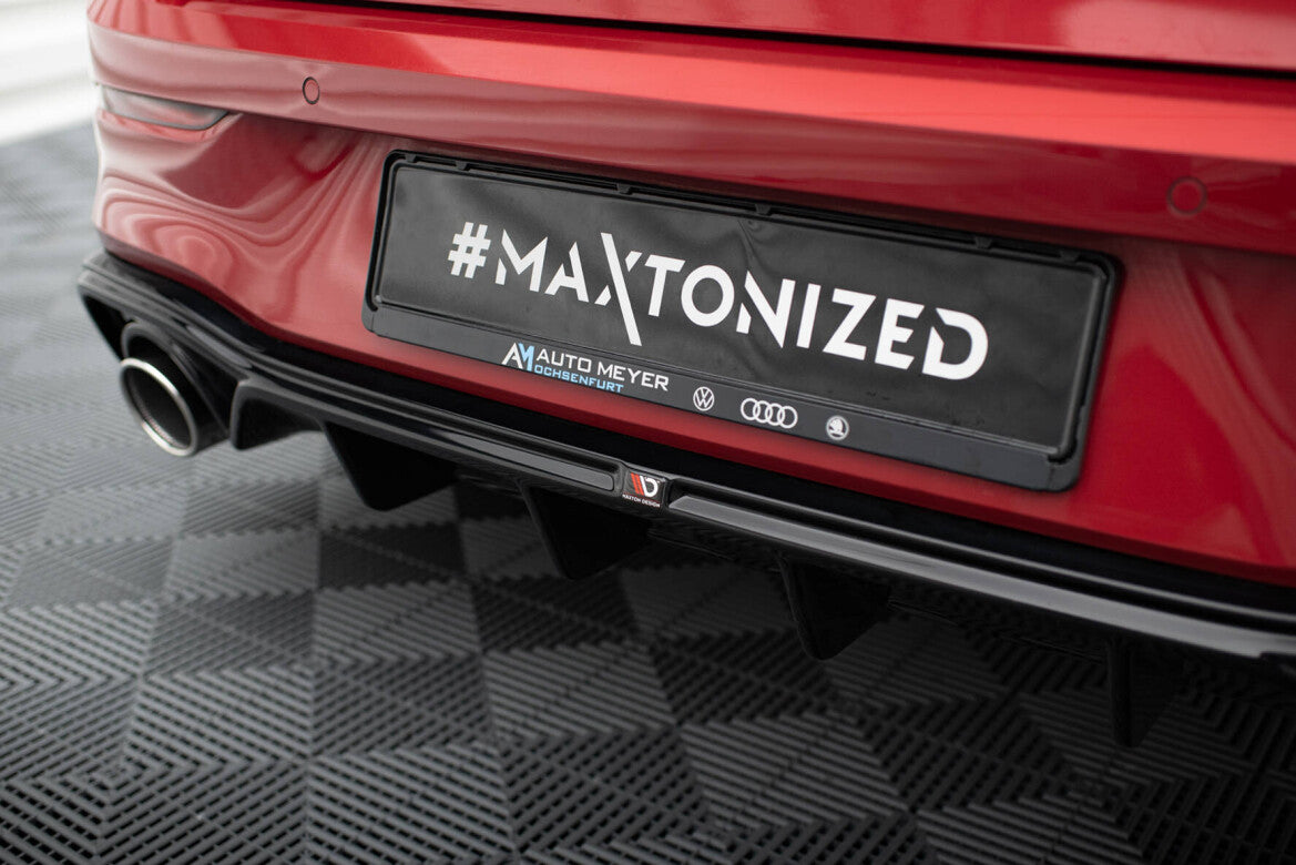 Heckansatz Diffusor + Endrohre passend für VW Golf GTE / R-Line Mk8 / Mk8 FL
