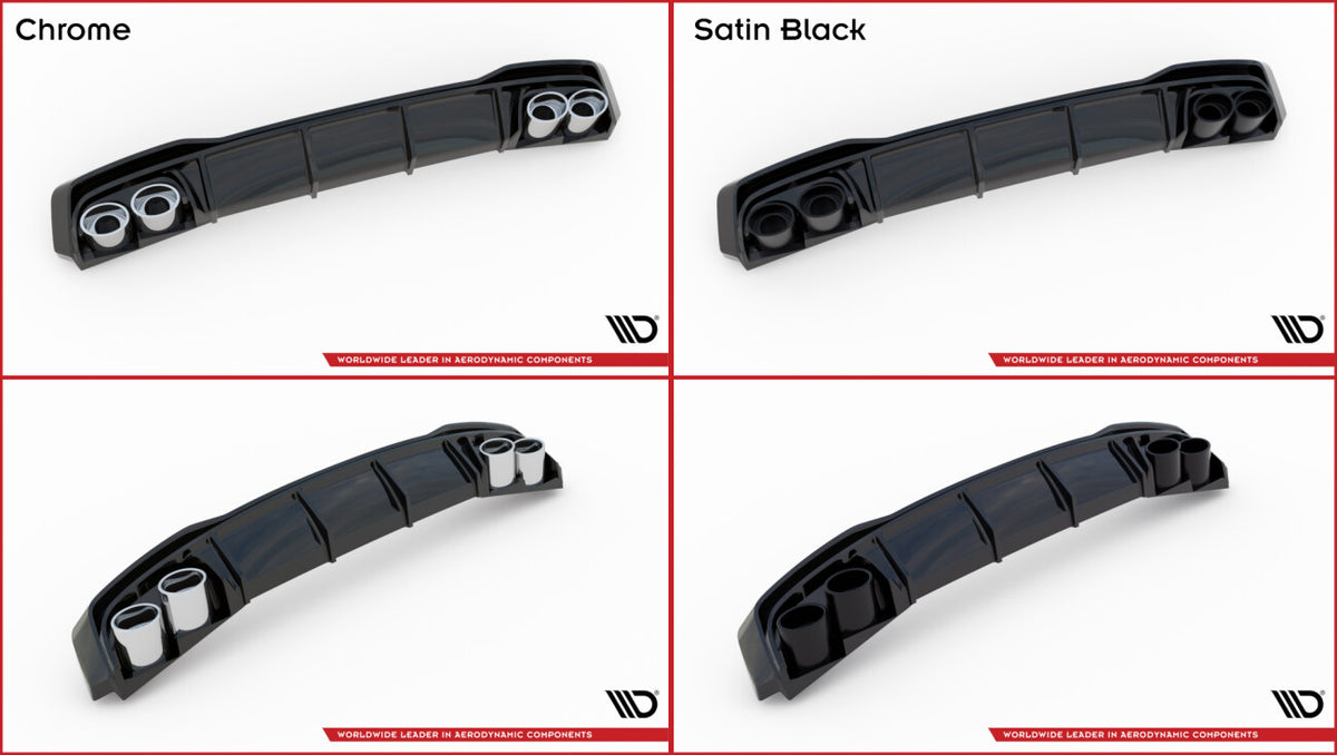 Heckansatz Diffusor + Endrohre passend für VW Golf GTE / R-Line Mk8 / Mk8 FL