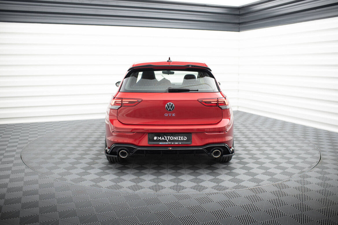 Heckansatz Diffusor + Endrohre schwarz passend für VW Golf GTE / R-Line Mk8 / Mk8 FL schwarz Hochglanz