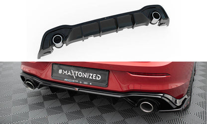 Heckansatz Diffusor + Endrohre schwarz passend für VW Golf GTE / R-Line Mk8 / Mk8 FL schwarz Hochglanz