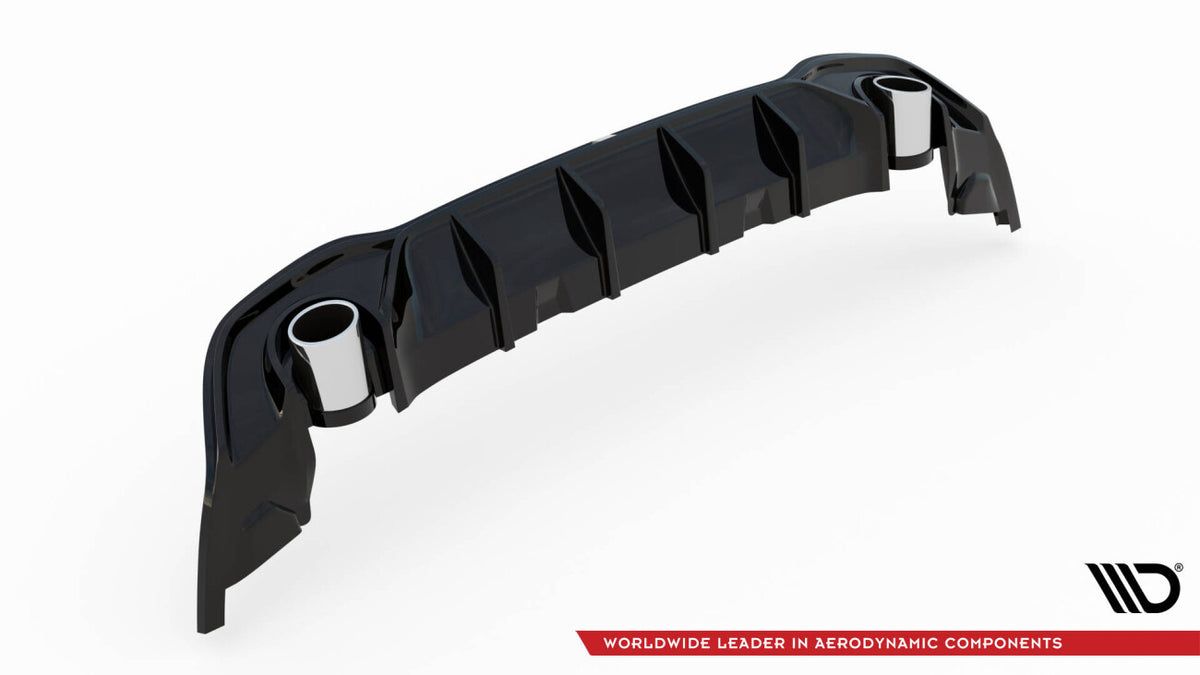 Heckansatz Diffusor + Endrohre schwarz passend für VW Golf GTE / R-Line Mk8 / Mk8 FL schwarz Hochglanz