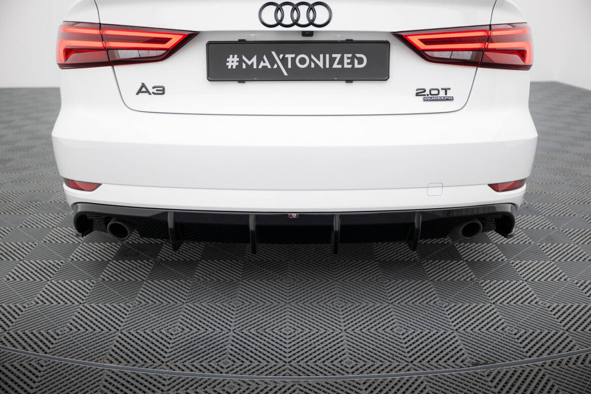 Heckansatz Diffusor passend für Audi A3 Limousine 8V FL (Einzelauspuff li. re.) schwarz Hochglanz