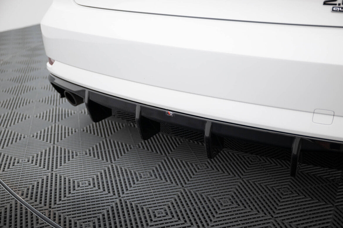 Heckansatz Diffusor passend für Audi A3 Limousine 8V FL (Einzelauspuff li.) schwarz Hochglanz