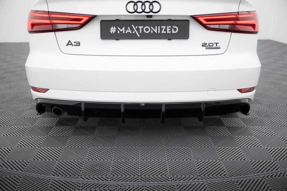 Heckansatz Diffusor passend für Audi A3 Limousine 8V FL (Einzelauspuff li.) schwarz Hochglanz