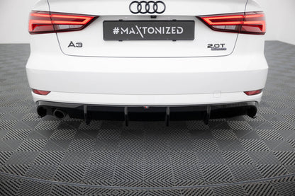 Heckansatz Diffusor passend für Audi A3 Limousine 8V FL (Einzelauspuff li.) schwarz Hochglanz