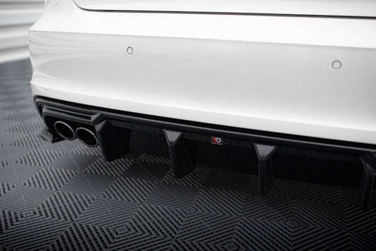 Heckansatz Diffusor passend für Audi A3 S-Line Sportback 8V (Doppelauspuff li.) schwarz Hochglanz