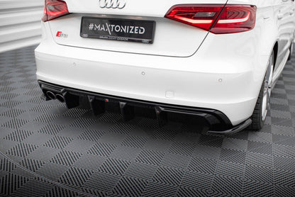 Heckansatz Diffusor passend für Audi A3 S-Line Sportback 8V (Doppelauspuff li.) schwarz Hochglanz