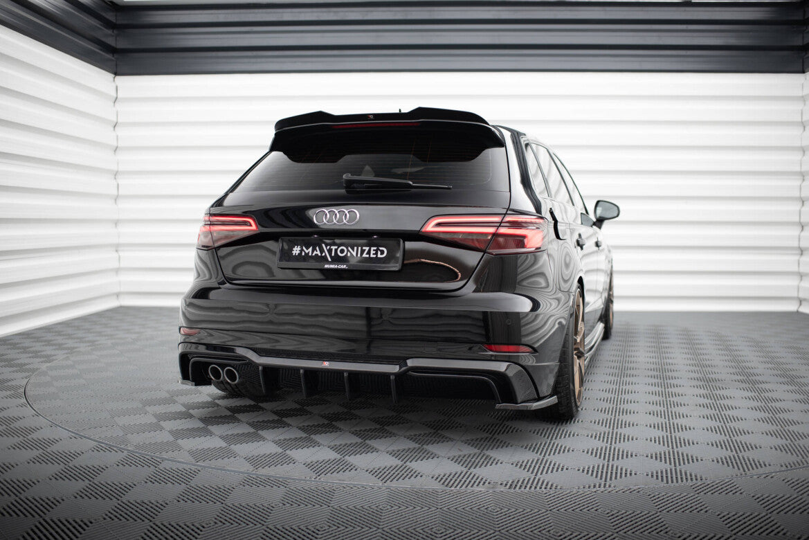 Heckansatz Diffusor passend für Audi A3 S-Line Sportback 8V FL (Doppelauspuff li.) schwarz Hochglanz