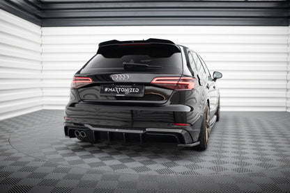 Heckansatz Diffusor passend für Audi A3 S-Line Sportback 8V FL (Doppelauspuff li.) schwarz Hochglanz