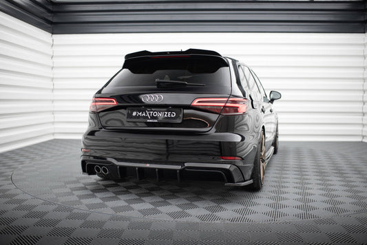 Heckansatz Diffusor passend für Audi A3 S-Line Sportback 8V FL (Doppelauspuff li.) schwarz Hochglanz