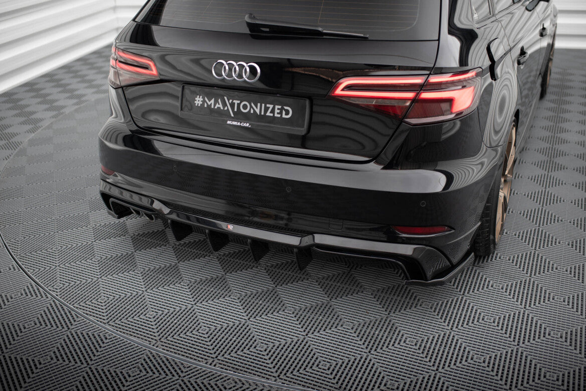 Heckansatz Diffusor passend für Audi A3 S-Line Sportback 8V FL (Doppelauspuff li.) schwarz Hochglanz