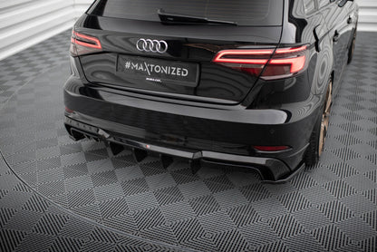 Heckansatz Diffusor passend für Audi A3 S-Line Sportback 8V FL (Doppelauspuff li.) schwarz Hochglanz