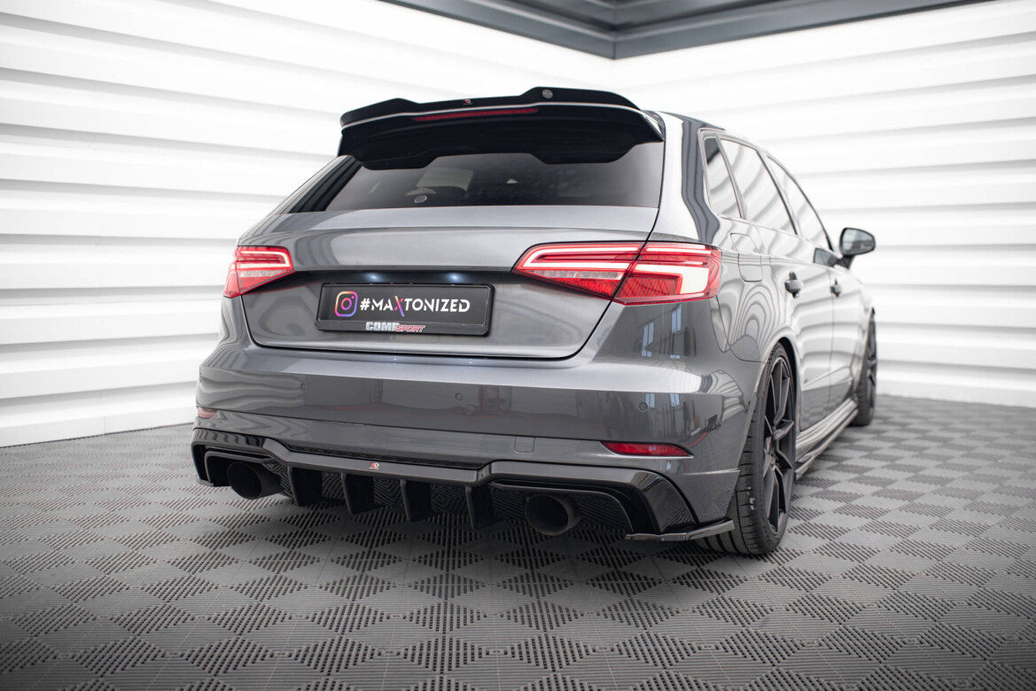 Heckansatz Diffusor passend für Audi A3 S-Line Sportback 8V FL (Einzelauspuff li. re.) schwarz Hochglanz
