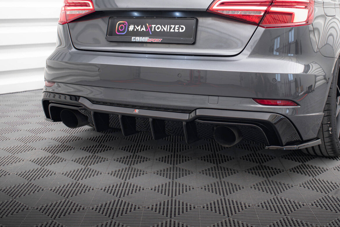 Heckansatz Diffusor passend für Audi A3 S-Line Sportback 8V FL (Einzelauspuff li. re.) schwarz Hochglanz
