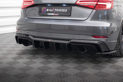 Heckansatz Diffusor passend für Audi A3 S-Line Sportback 8V FL (Einzelauspuff li. re.) schwarz Hochglanz