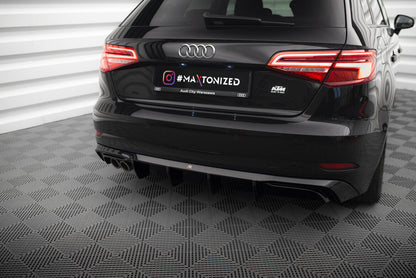 Heckansatz Diffusor passend für Audi A3 Sportback 8V FL (Doppelauspuff li.) schwarz Hochglanz