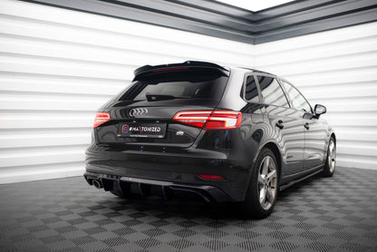 Heckansatz Diffusor passend für Audi A3 Sportback 8V FL (Einzelauspuff li.) schwarz Hochglanz
