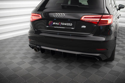Heckansatz Diffusor passend für Audi A3 Sportback 8V FL (Einzelauspuff li.) schwarz Hochglanz