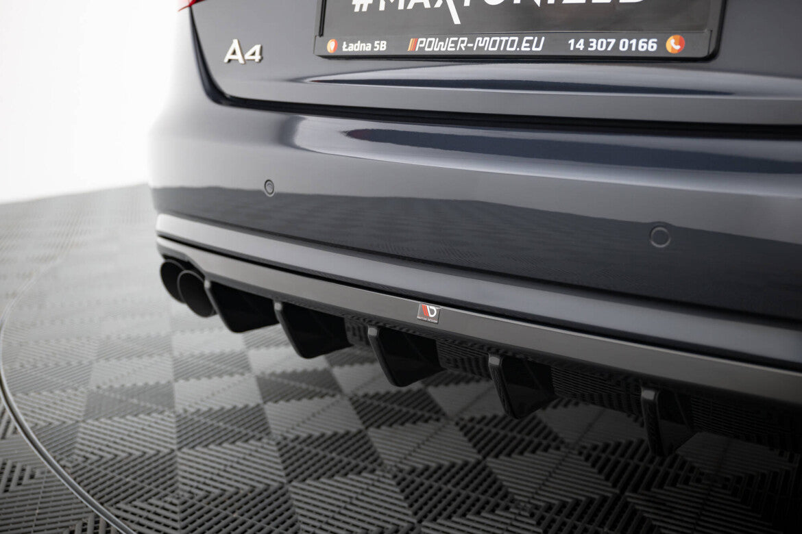 Heckansatz Diffusor passend für Audi A4 B8 FL (Doppelauspuff li.) schwarz Hochglanz