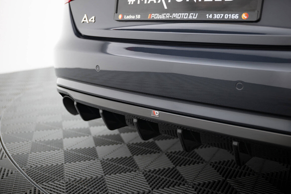 Heckansatz Diffusor passend für Audi A4 B8 FL (Einzelauspuff li. re.) schwarz Hochglanz