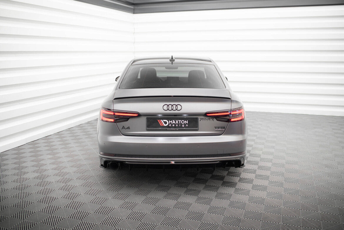 Heckansatz Diffusor passend für Audi A4 S-line B9 (Einzelauspuff li.) schwarz Hochglanz