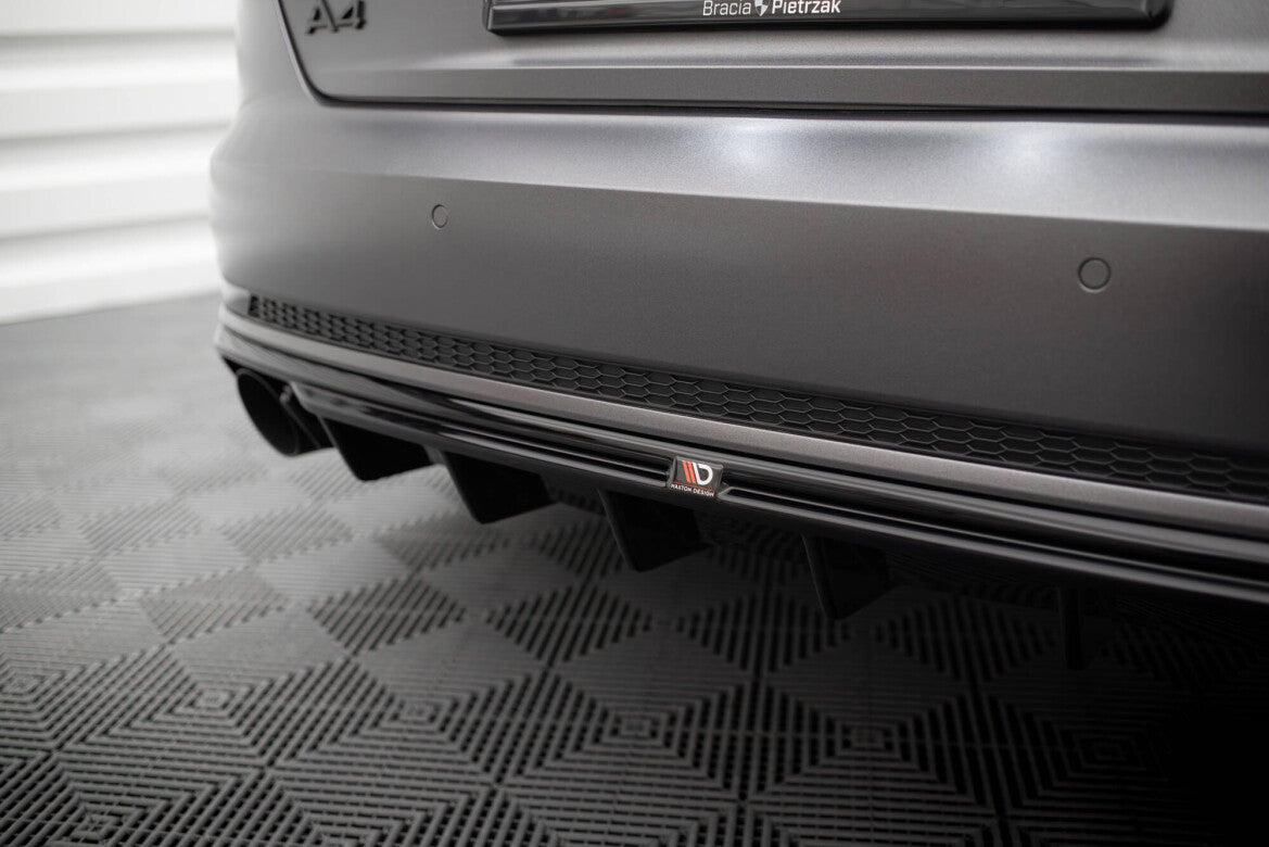 Heckansatz Diffusor passend für Audi A4 S-line B9 (Einzelauspuff li.) schwarz Hochglanz