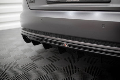 Heckansatz Diffusor passend für Audi A4 S-line B9 (Einzelauspuff li.) schwarz Hochglanz