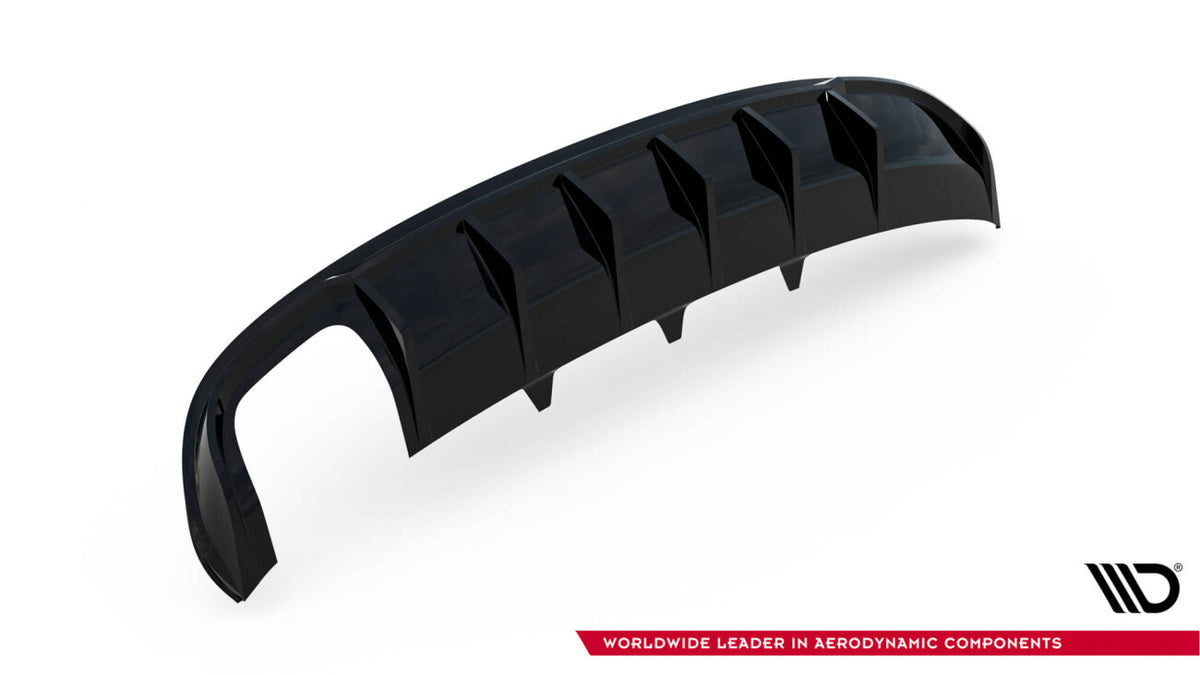 Heckansatz Diffusor passend für Audi A4 S-Line Limousine / Avant B8 (Doppelauspuff li.) schwarz Hochglanz