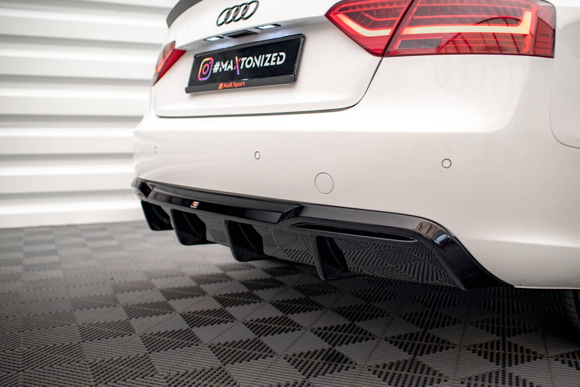 Heckansatz Diffusor passend für Audi A5 Coupe 8T FL (Doppelauspuff li.) schwarz Hochglanz