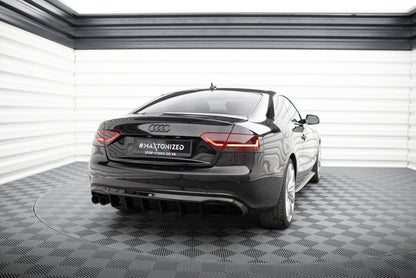Heckansatz Diffusor passend für Audi A5 Coupe / Cabrio S-Line 8T (Doppelauspuff li.) schwarz Hochglanz